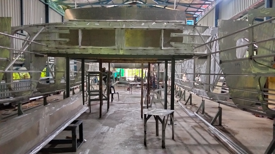 Forward beam installation on the Mumby 48